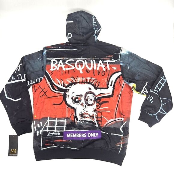 Jean-Michel Basquiat + Members Only Graphic Print Pullover Hoodie Sweatshirt L - Picture 4 of 11